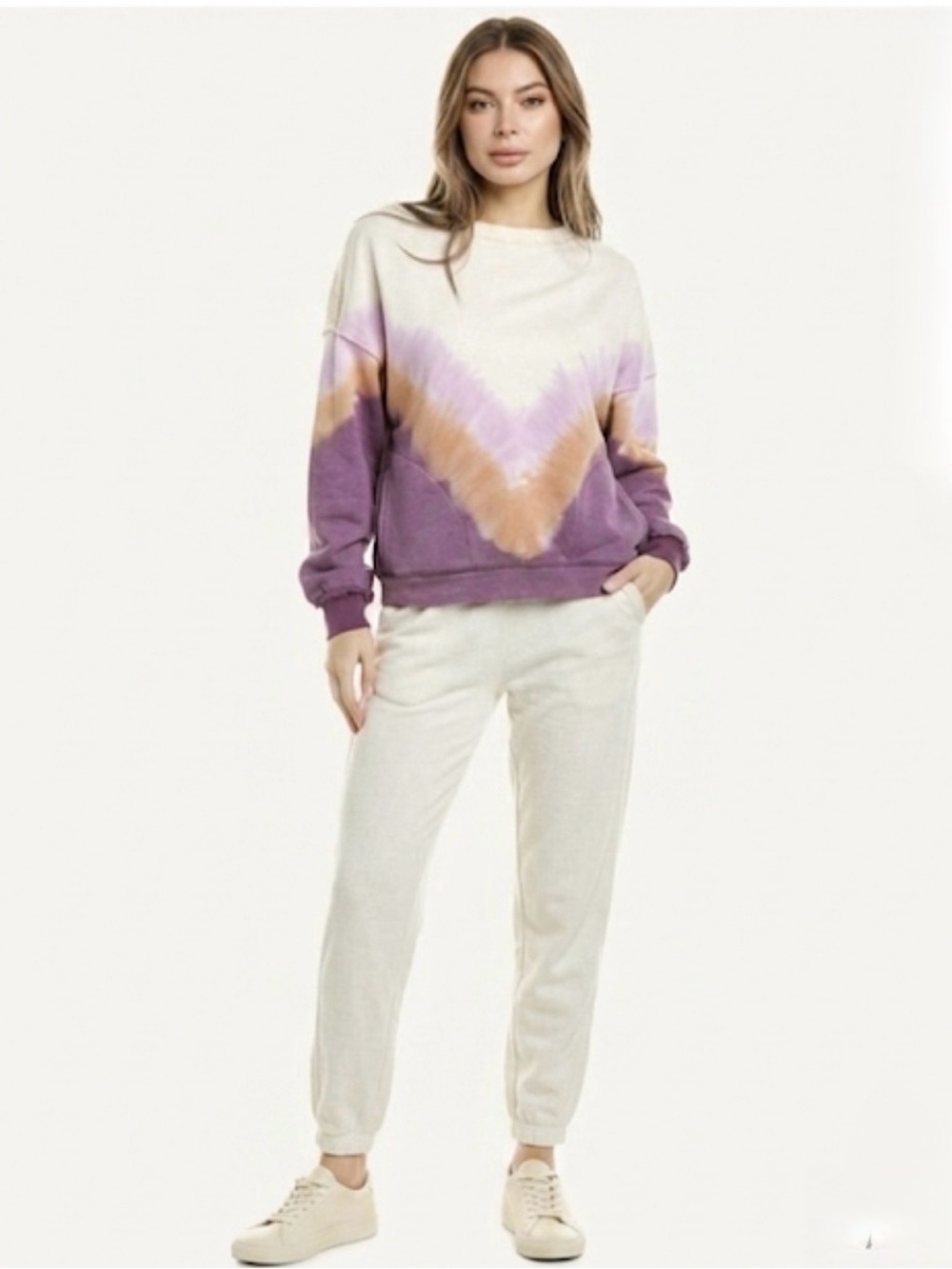 FP Movement by Free People Ombré Metti Sweatshirt Purple Cream Tie Dye Oversized